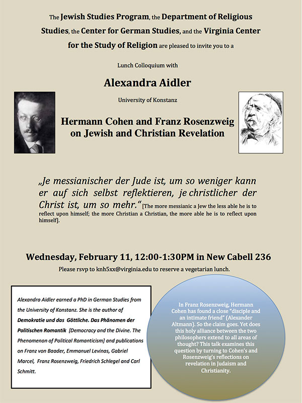 Colloquium: "Hermann Cohen and Franz Rosenzweig on Revelation"