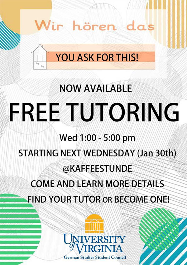 German Tutoring Information and Feedback Session, hosted by the German Studies Student Council