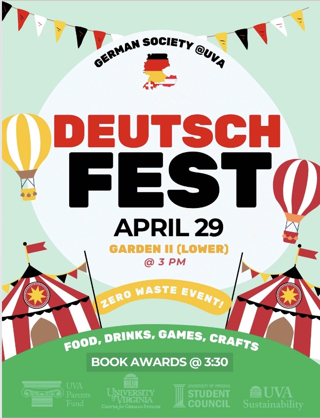 Flyer for Deutsch Fest on April 29th at 3 PM in Garden II